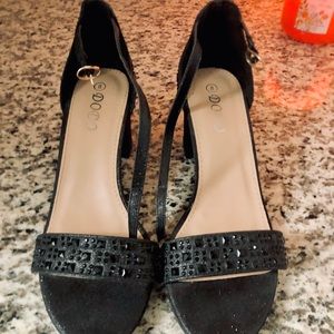 Black heels with black rhinestones